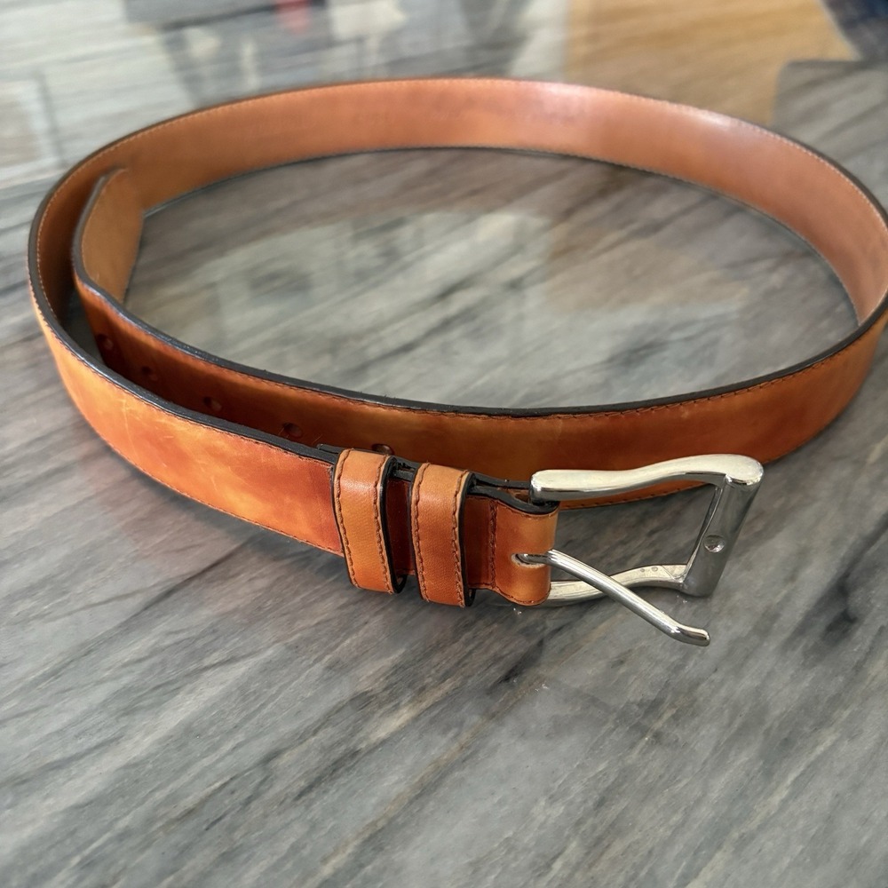 Meermin Tan Leather Belt with Silver Buckle